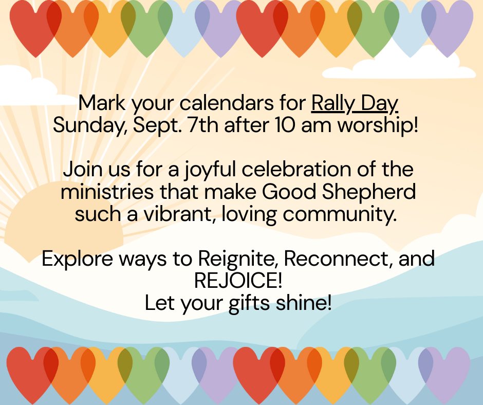 Next week is Rally Day! On... - Good Shepherd Lutheran Church | Facebook