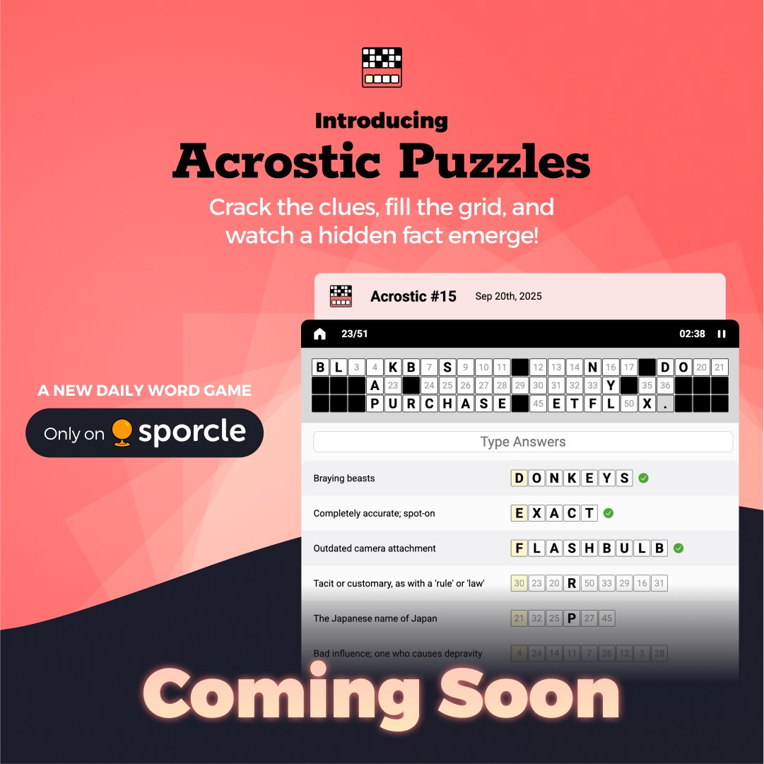 Sporcle Events - Get ready for Daily Acrostics on... | Facebook