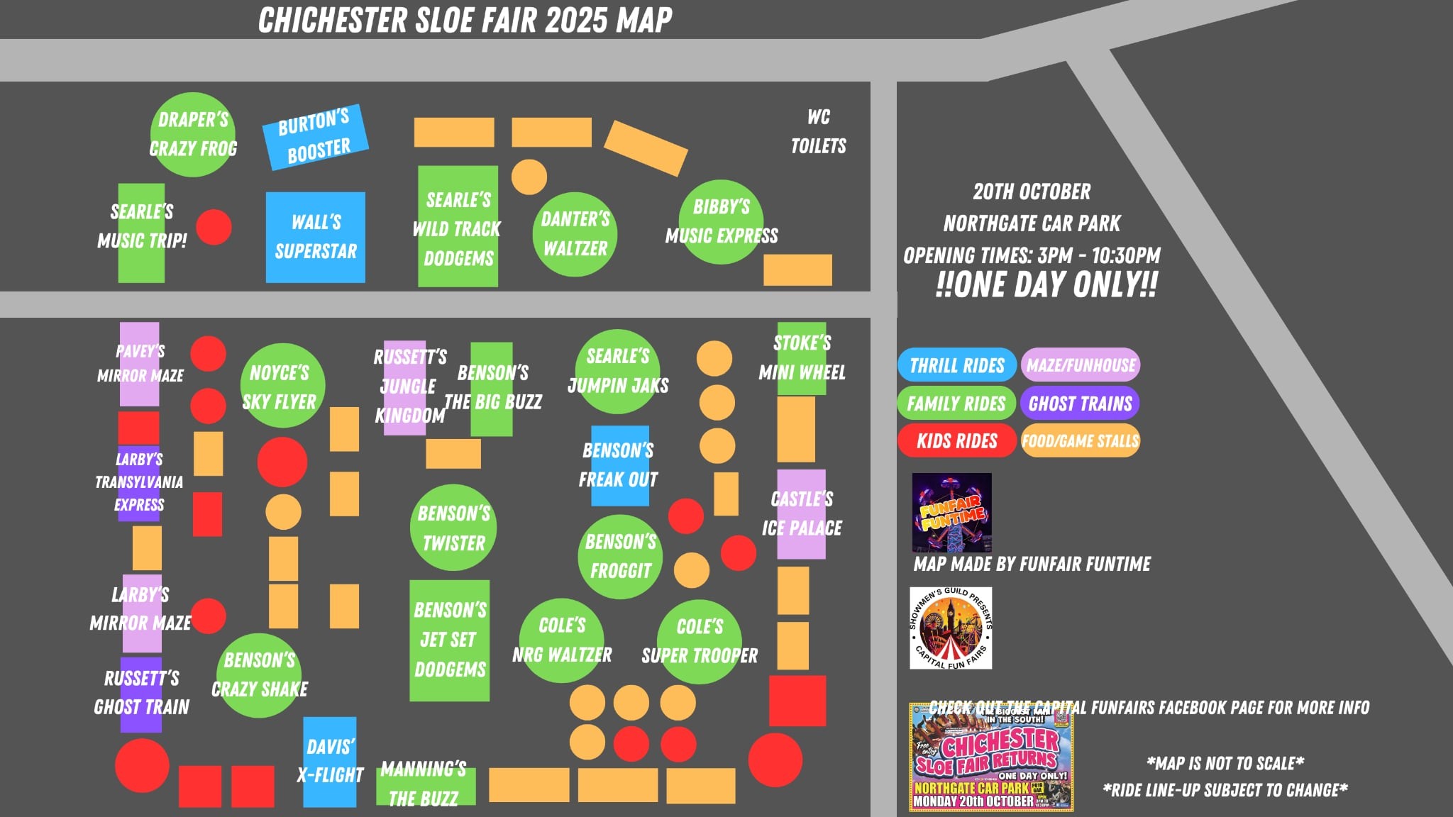 Funfair - Here is the map for Chichester sloe fair 2025! 😎 This is the ...