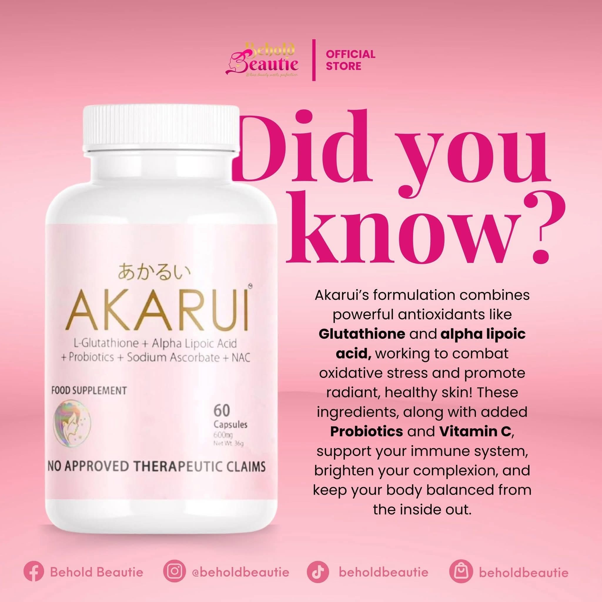akarui glutathione Aqua Skin Made in Japan, 60 Capsules, 60.0 Count : Health & Household  : We're looking for