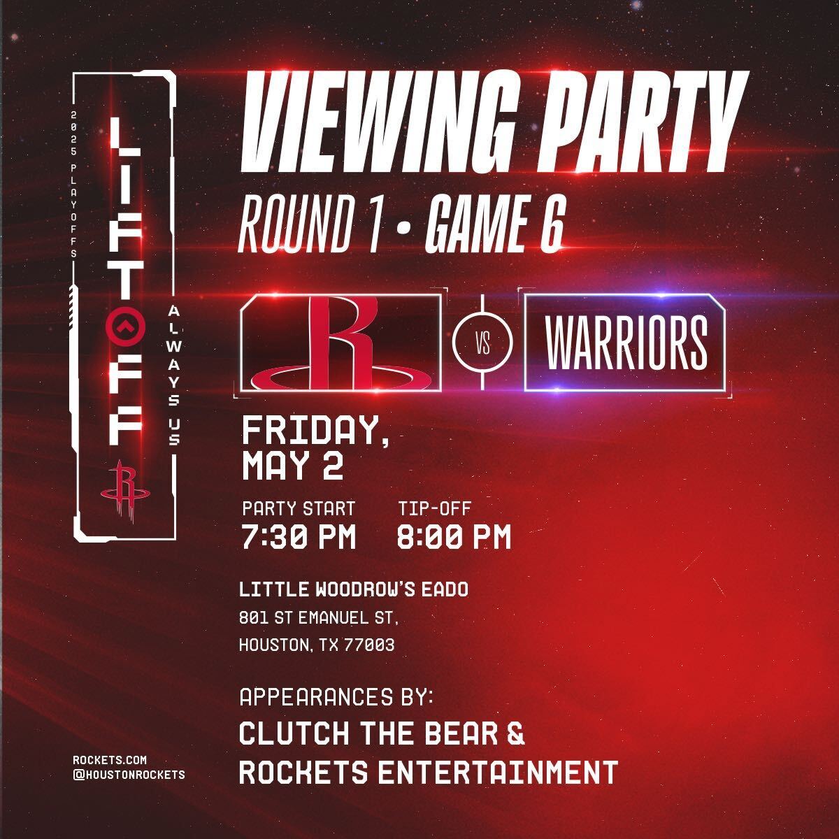 Houston - 🚨 PLAYOFF VIEWING PARTY Round 1 / Game 6 Rockets vs. Warriors ...