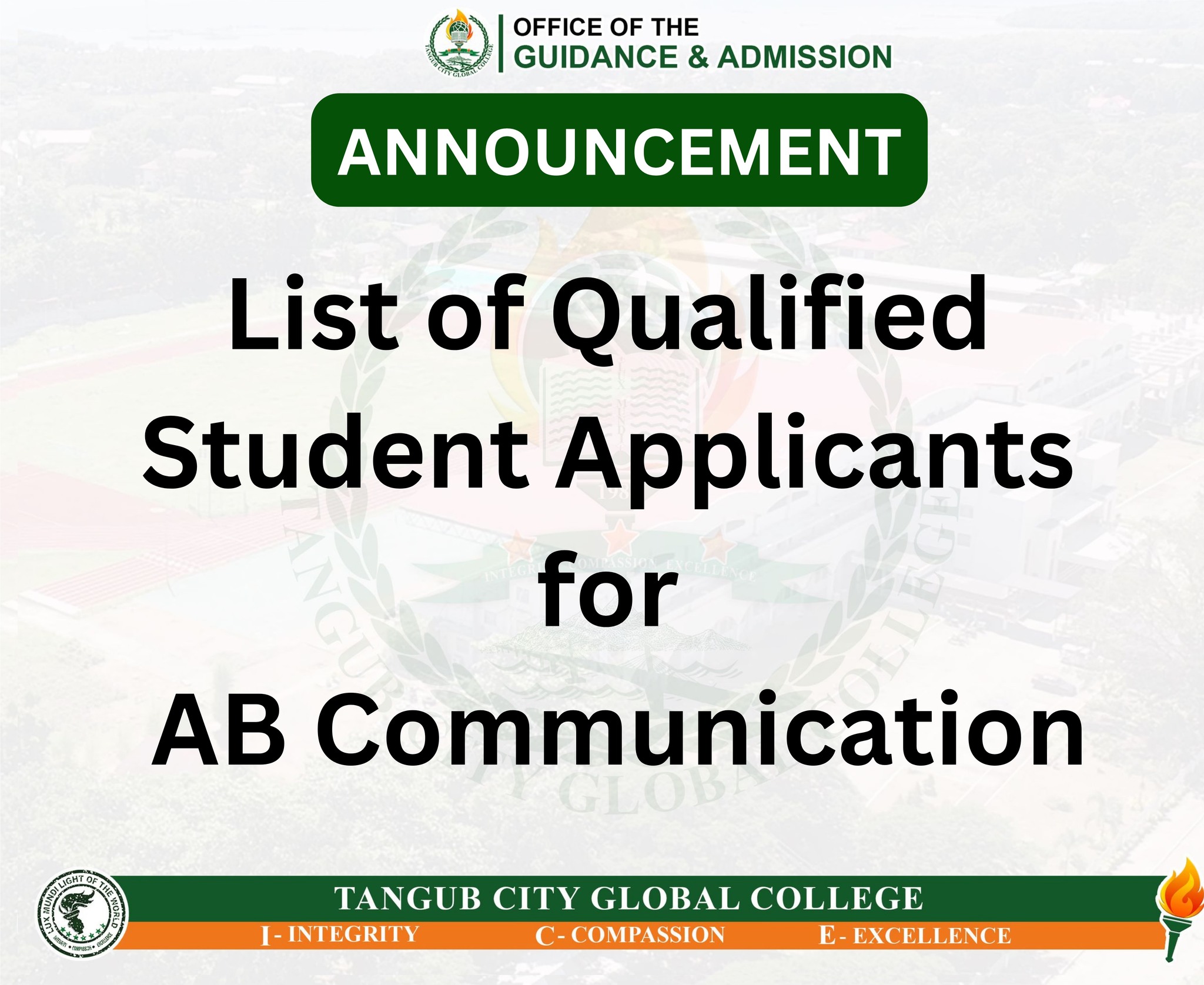 TCGC - Good day Lux Mundis! Here is the list of qualified student ...