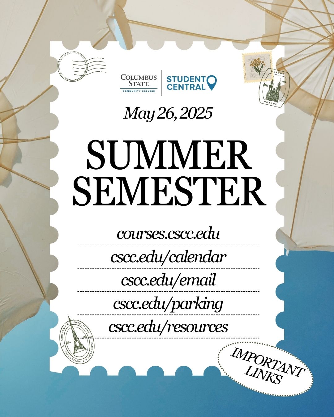 Columbus - With the Summer semester starting tomorrow, here are a few ...