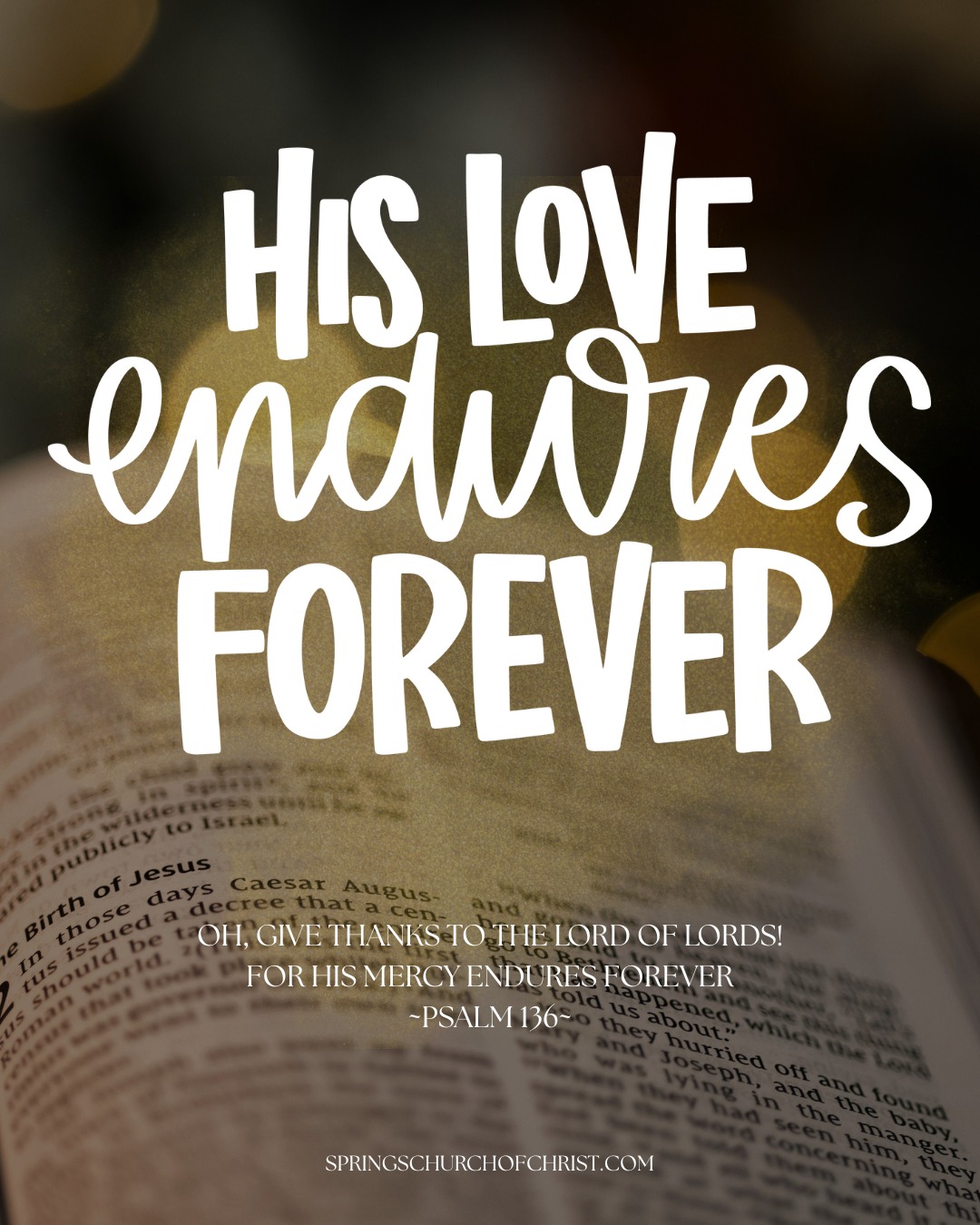 Springs - Oh, give thanks to the Lord of lords! For His mercy endures ...