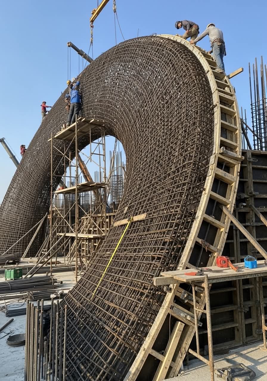 Engineering - This photo shows construction of a reinforced-concrete ...