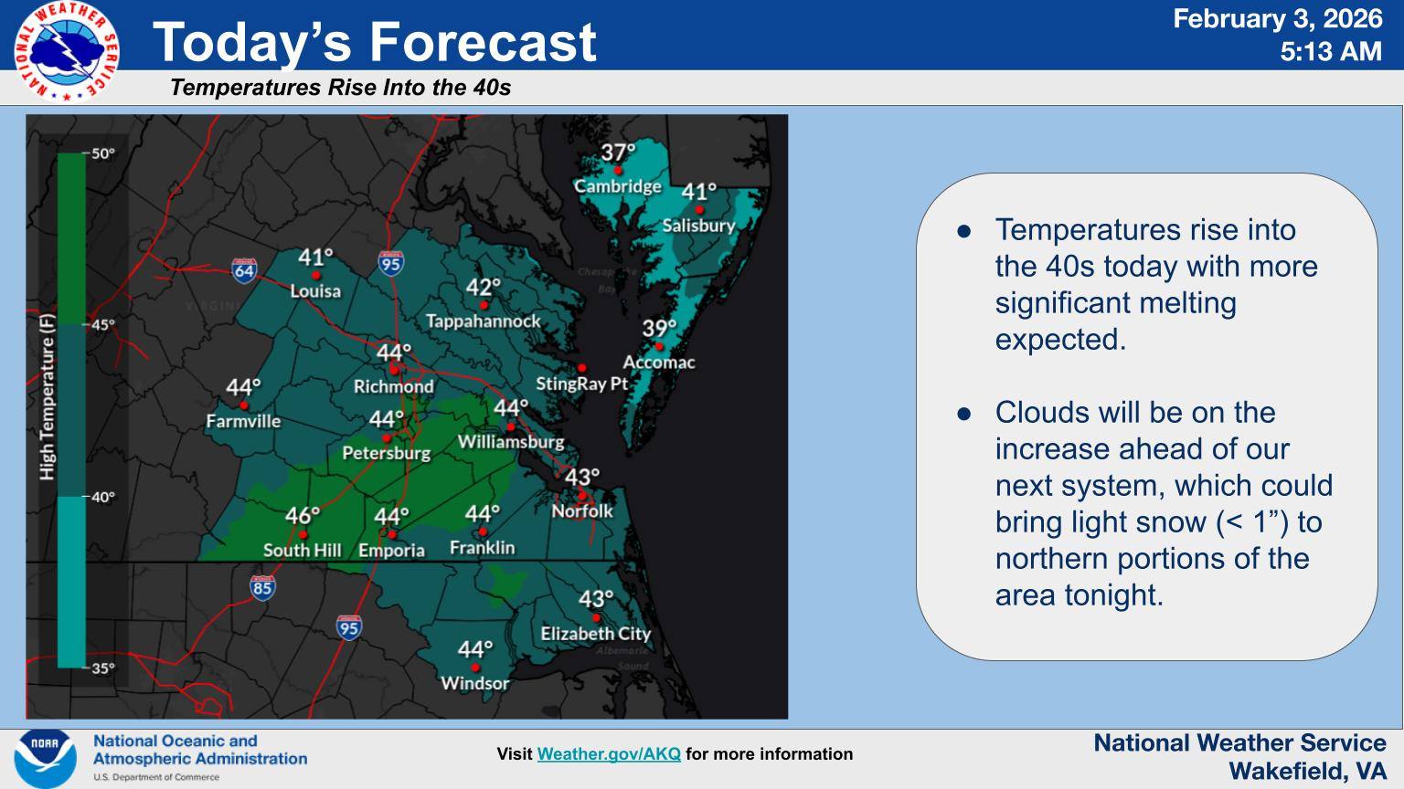 US - Temperatures rise into the 40s today with more significant melting ...