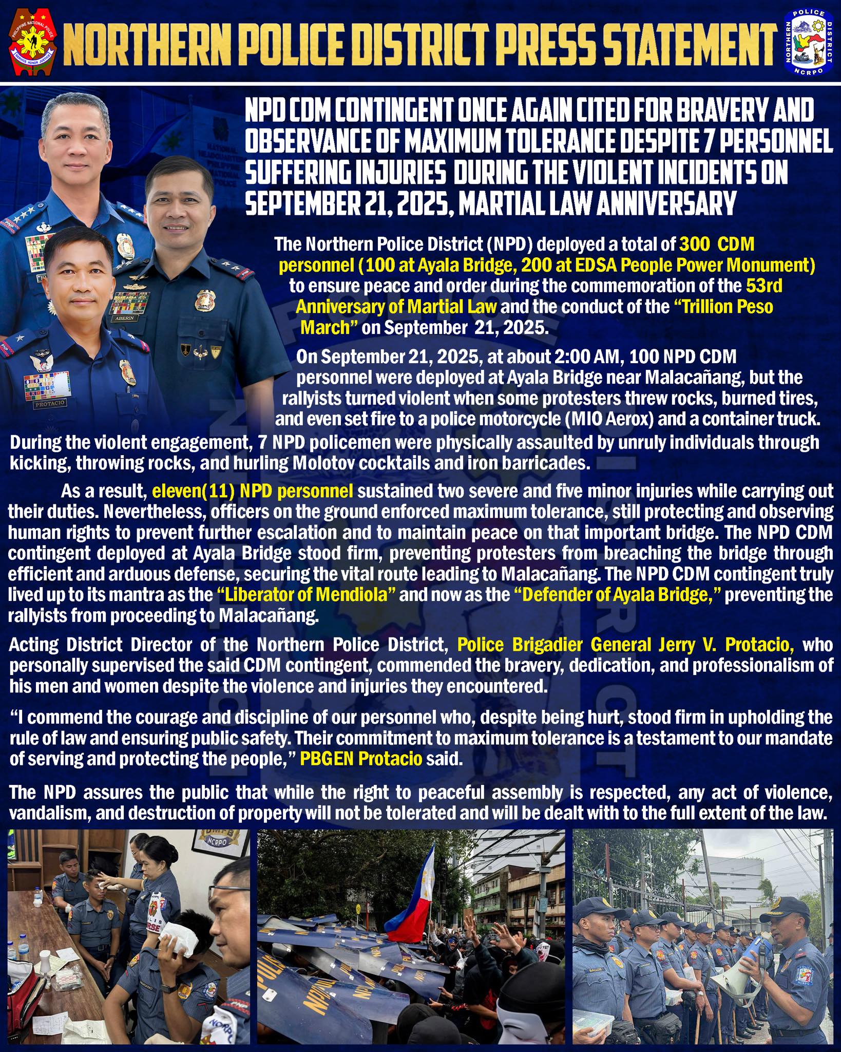 Northern - NPD CDM CONTINGENT ONCE AGAIN CITED FOR BRAVERY AND ...