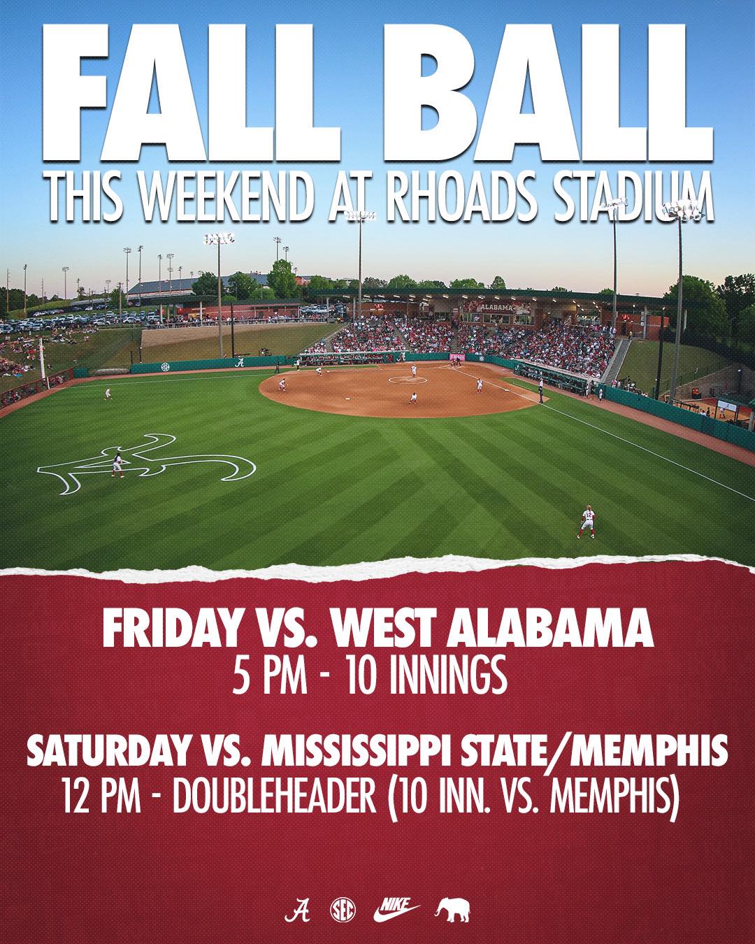 October means Fall Ball at Rhoads! Get... - Alabama Softball | Facebook