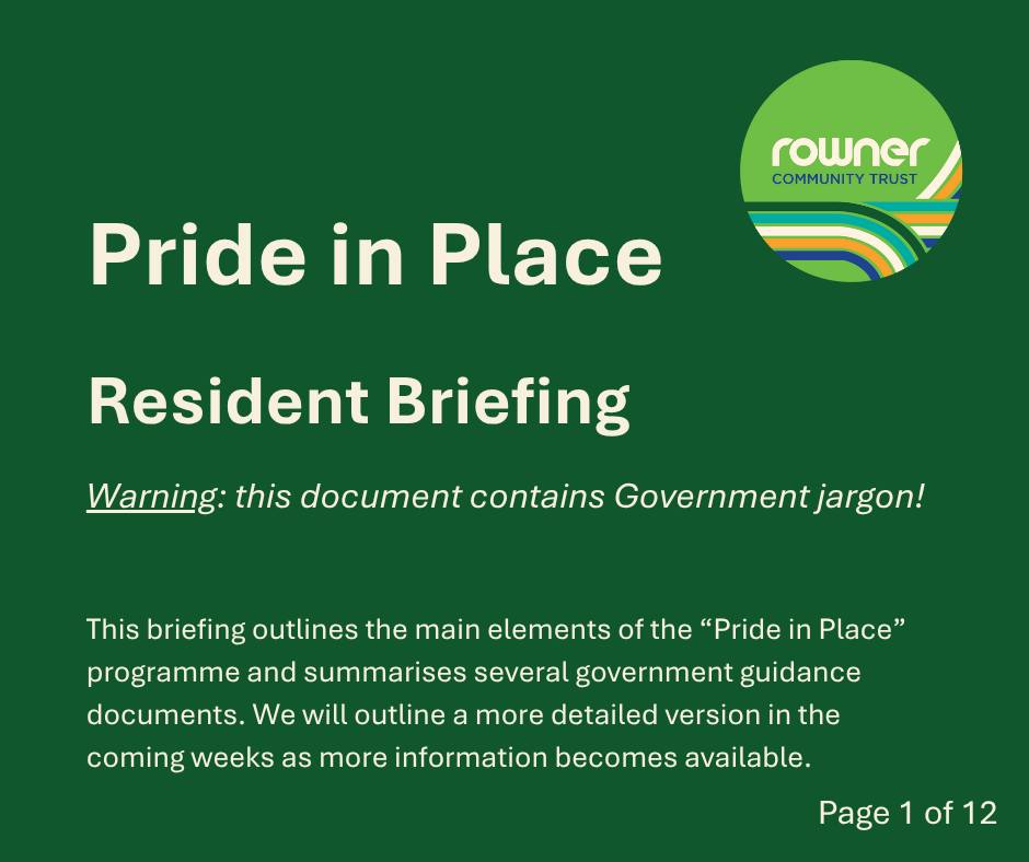 ** Pride in Place ** (£20 million... - Rowner Community Trust | Facebook