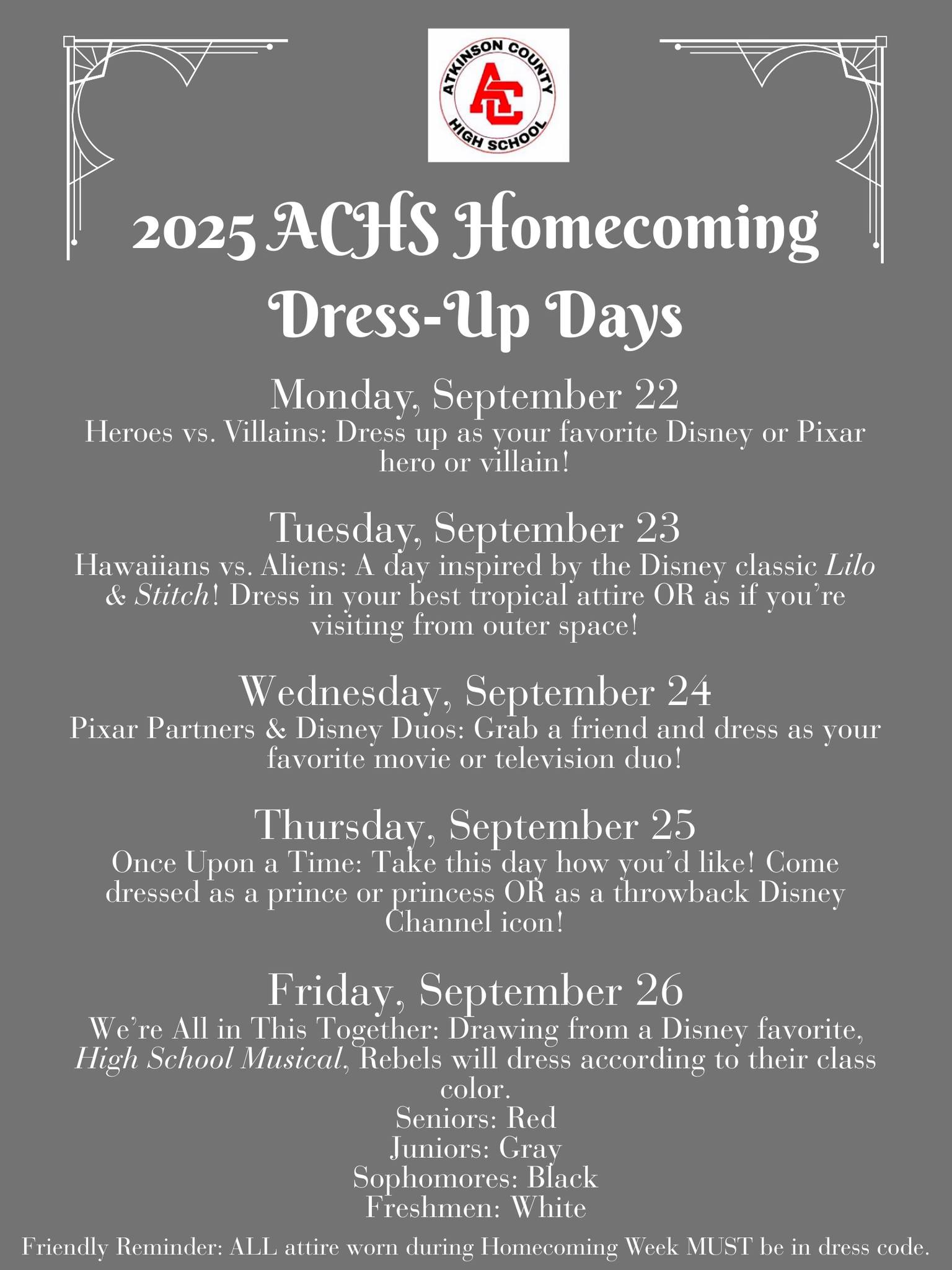 homecoming 2025 dress code Gwinn Area Community Schools up days HS CODE - 62044300