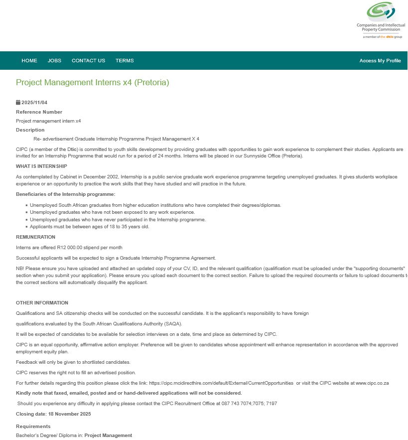 Project Management Interns x4 posts... - Mike Consultants SA | Facebook