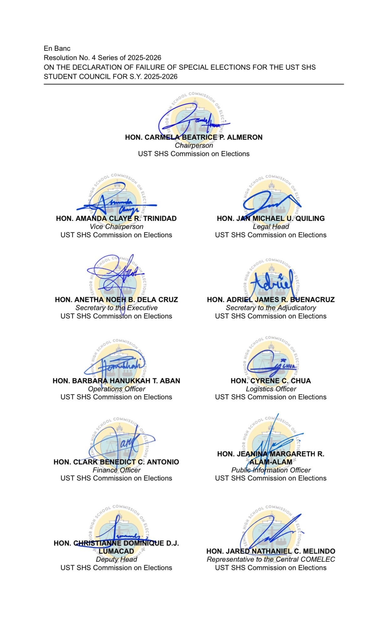 UST SHS Commission on... - UST SHS Commission on Elections