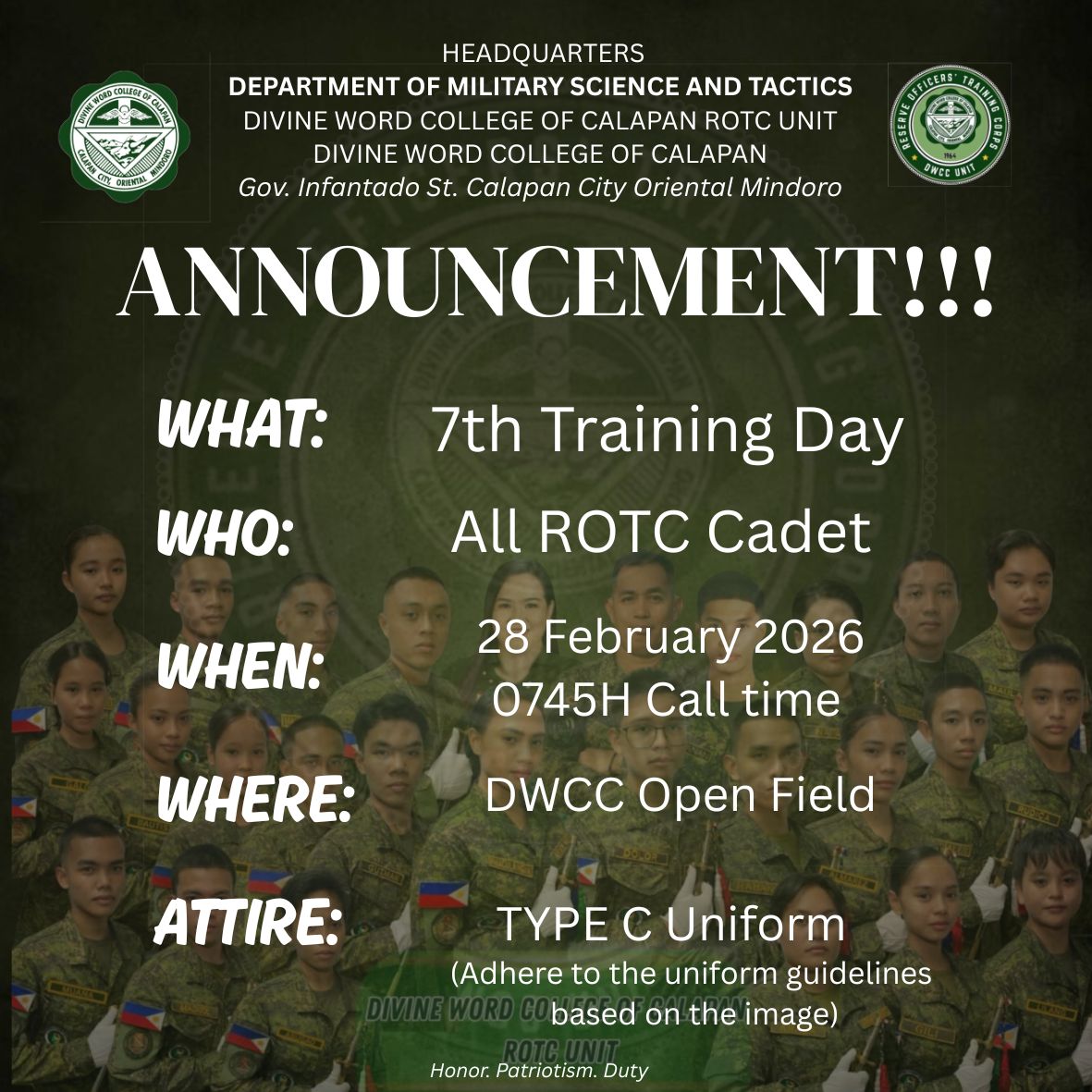 Divine Word College of Calapan ROTC UNIT | Calapan