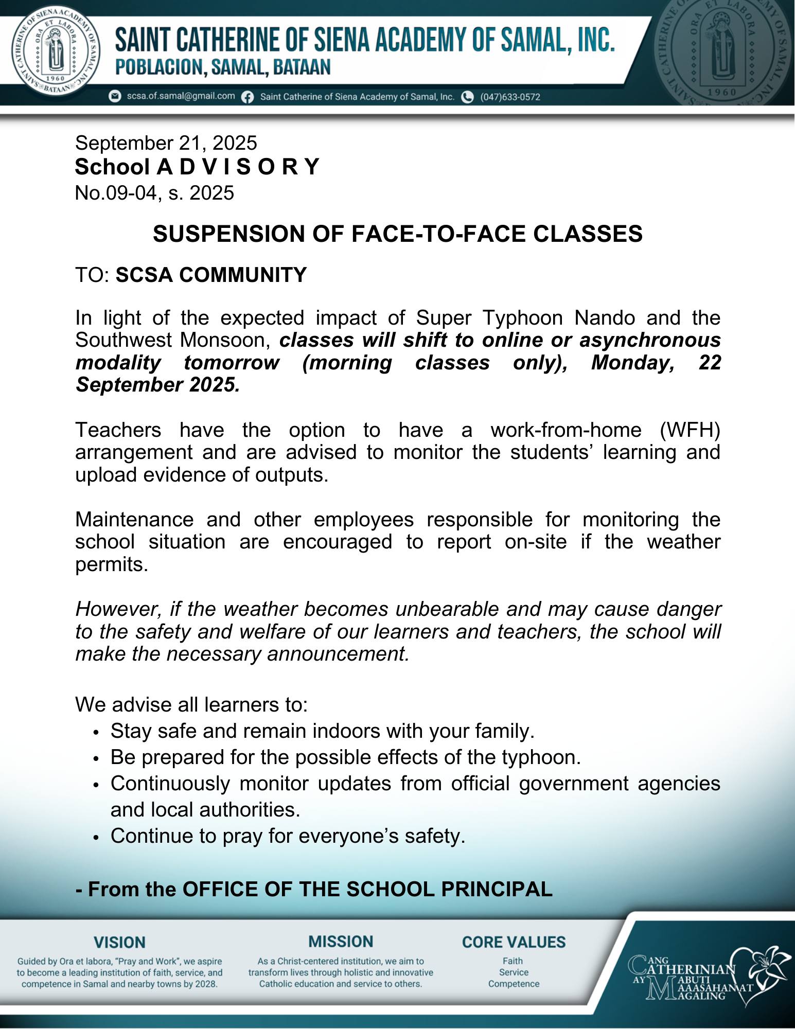 School... - Saint Catherine of Siena Academy of Samal, Inc. | Facebook