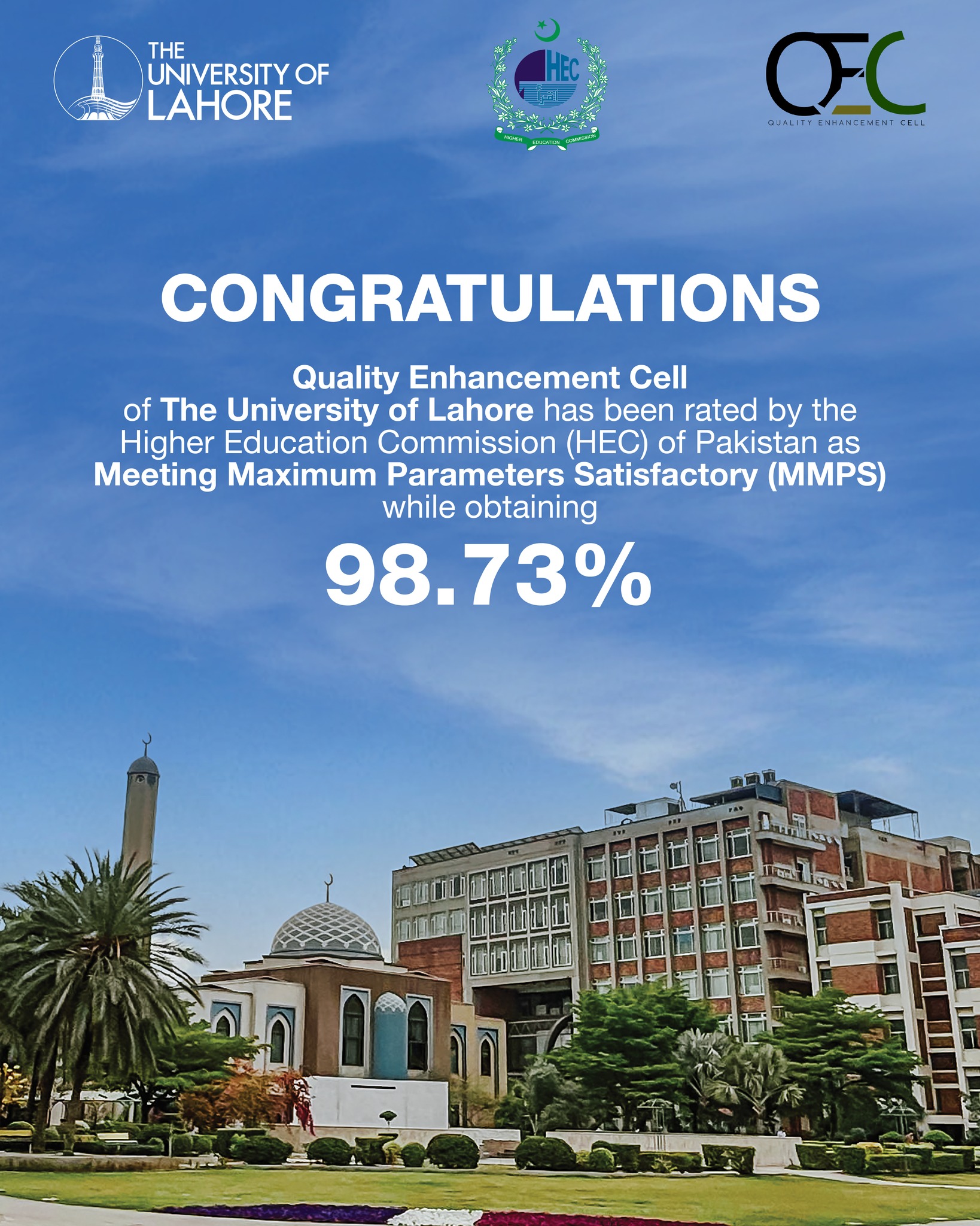 University - Another milestone of excellence! UOL’s QEC scores 98.73% ...