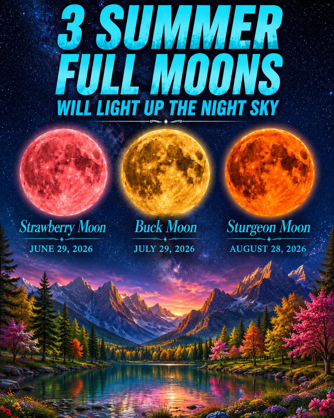 🌕✨ 3 FULL MOONS YOU CAN'T MISS IN 2026 ✨🌕 The night sky is