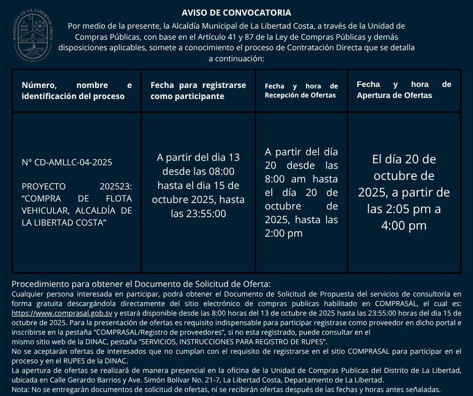 📢 AVISO IMPORTANTE –... - Municipio de La Libertad Costa | Facebook