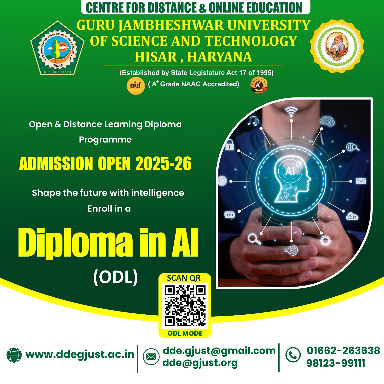 🎓 Admissions Open 2025-26 📢Diploma in AI (ODL) (Open & Distance ...