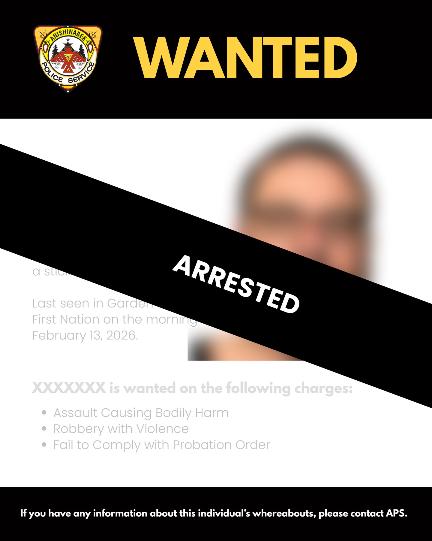 UPDATE - WANTED PERSON... - Anishinabek Police Service | Facebook