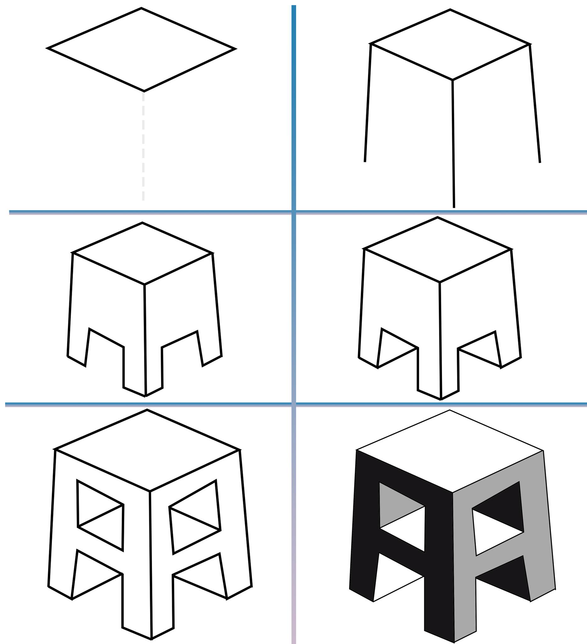 Bright - Easy 3D Chair Drawing – Simple Steps for Beginners ️ Learn how ...