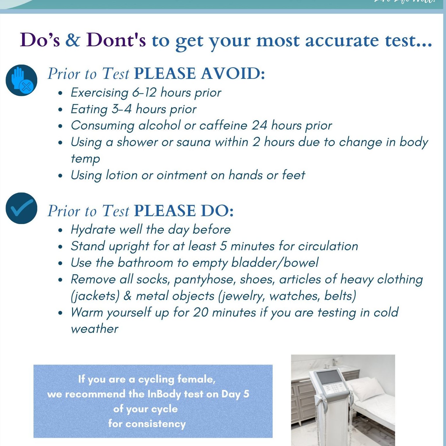 Enhanced - Getting ready for your InBody scan at EWL? For the most ...
