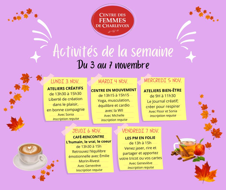 NOUVELLE FORMULE Tous... - Centre des Femmes de Charlevoix | Facebook