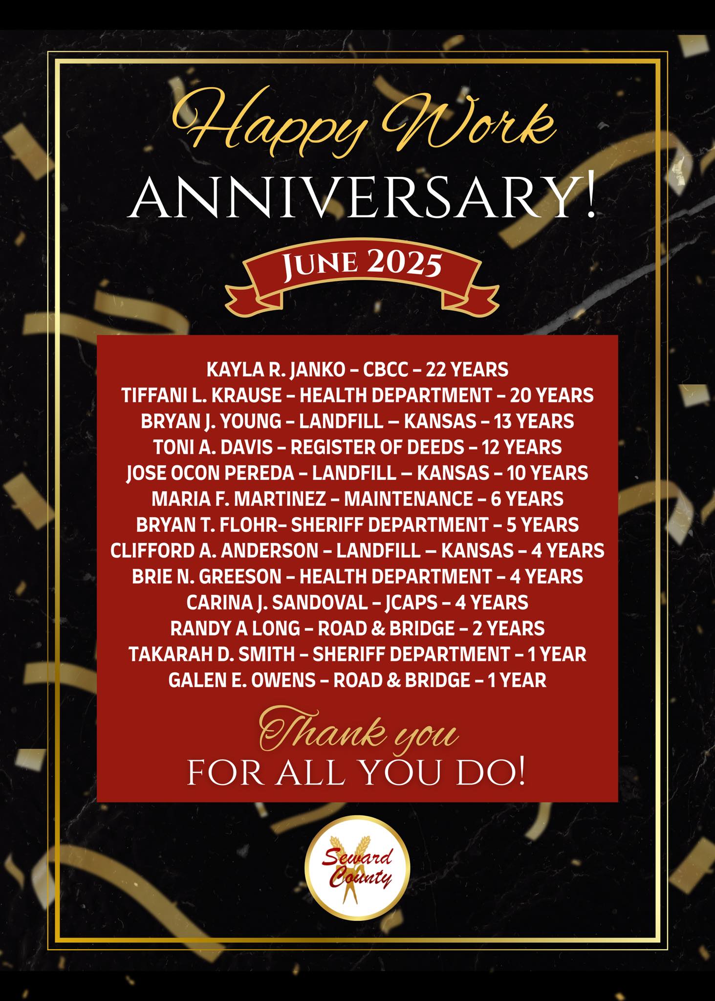Seward - 🎉 Help us celebrate our June Work Anniversaries! To all the ...