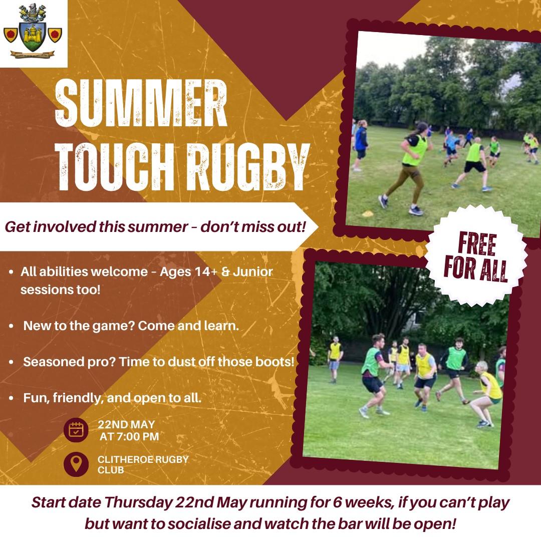 Clitheroe - 🏉 Summer Touch Rugby is back at CRUFC! ☀️ Join us every ...