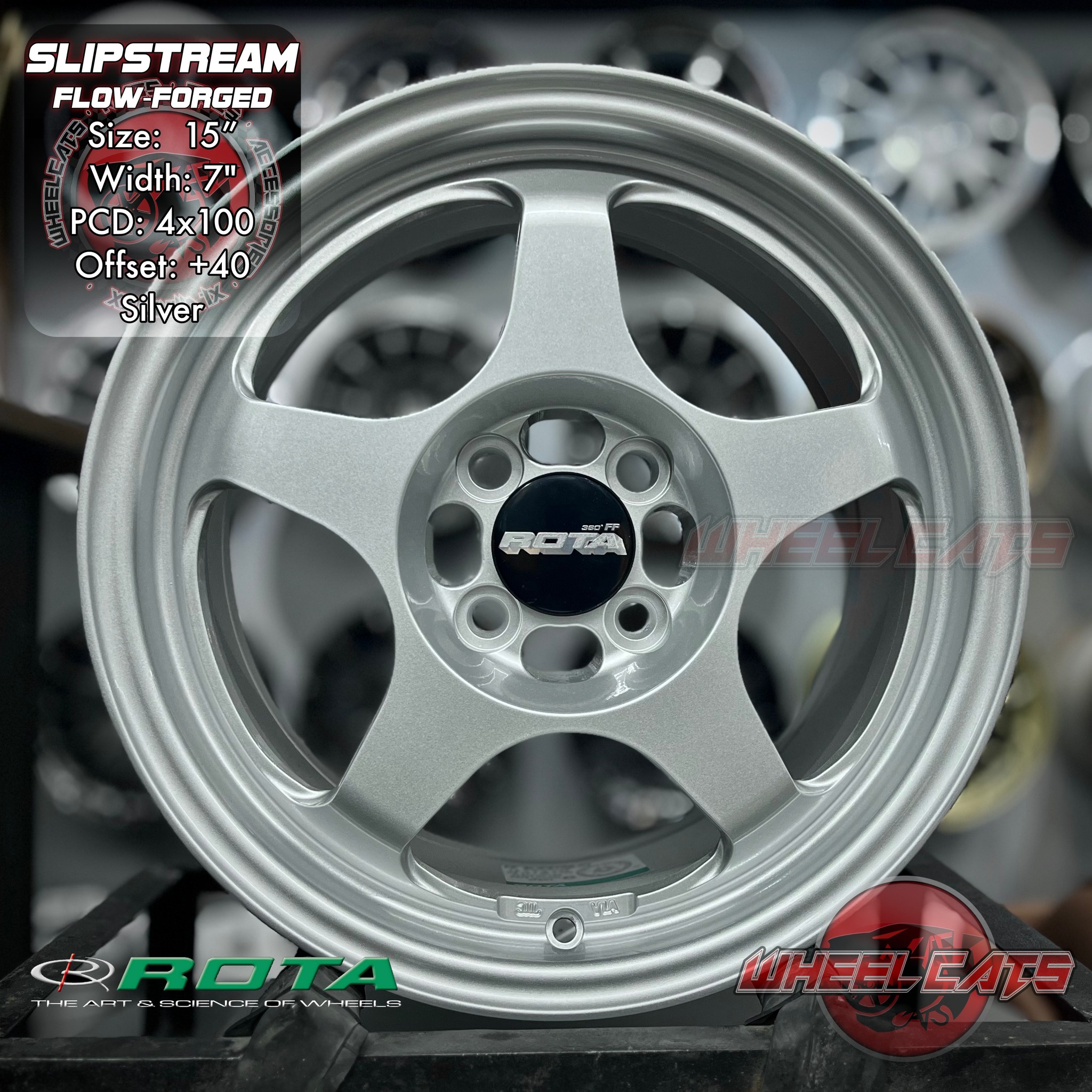 WheelCats - ROTA FF-SLIPSTREAM 15x7 in silver ALL-IN PACKAGE with TIRES ...