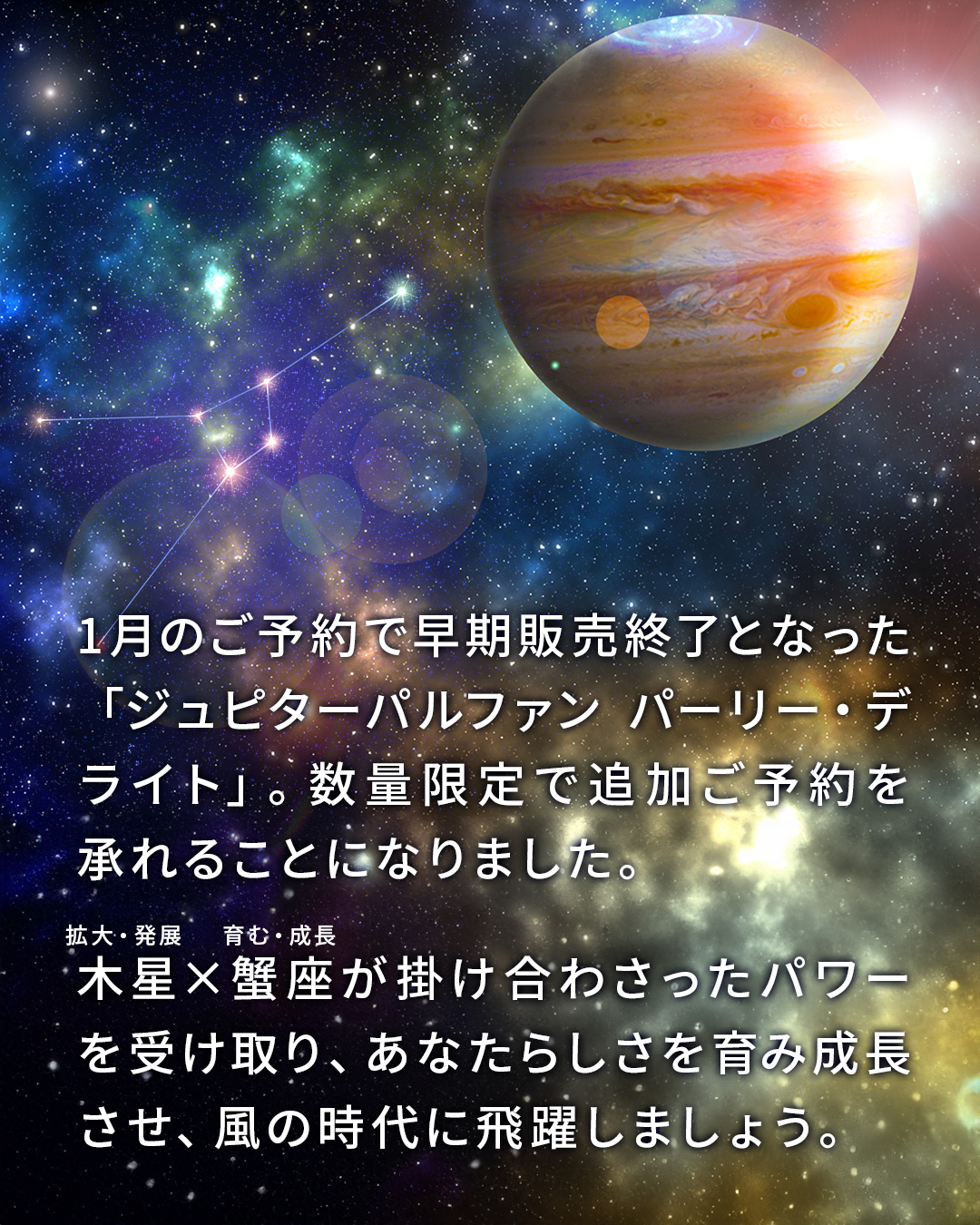 1月のご予約で早期販売終了となった Keikoプロデュースの蟹座木星期の