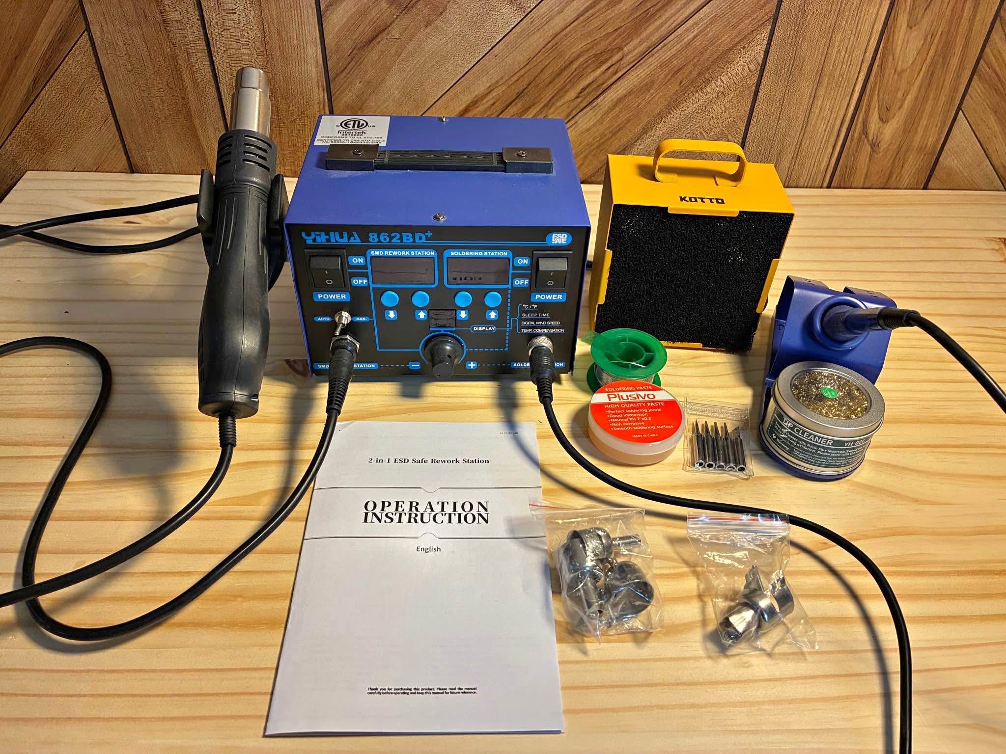 YIHUA 862BD + SMD ESD Safe 2 in 1 Soldering Iron Hot Air Rework Station ...