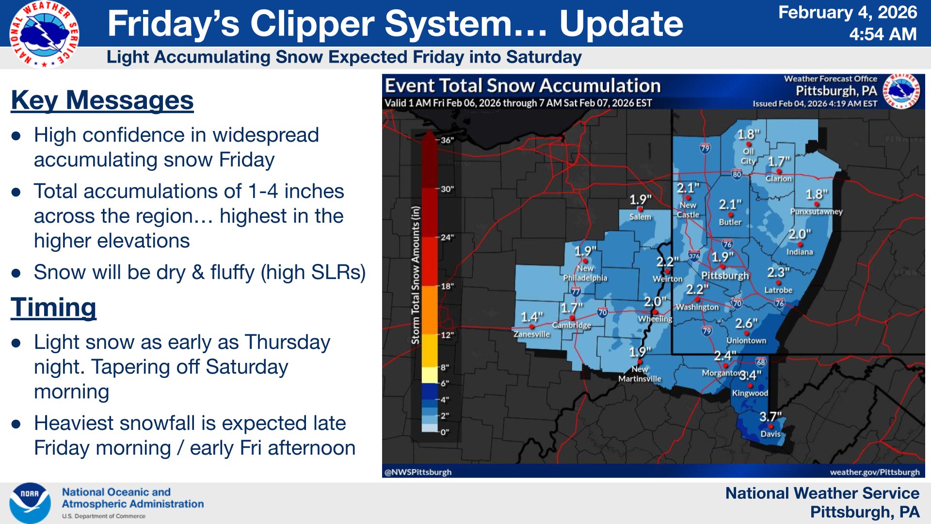 US - Not much change in the forecast for Friday's snow. Probabilities ...