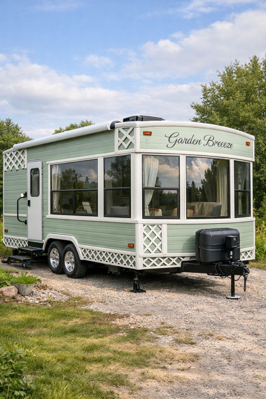 RV - Take a look inside this garden breeze RV camper with pale sage ...