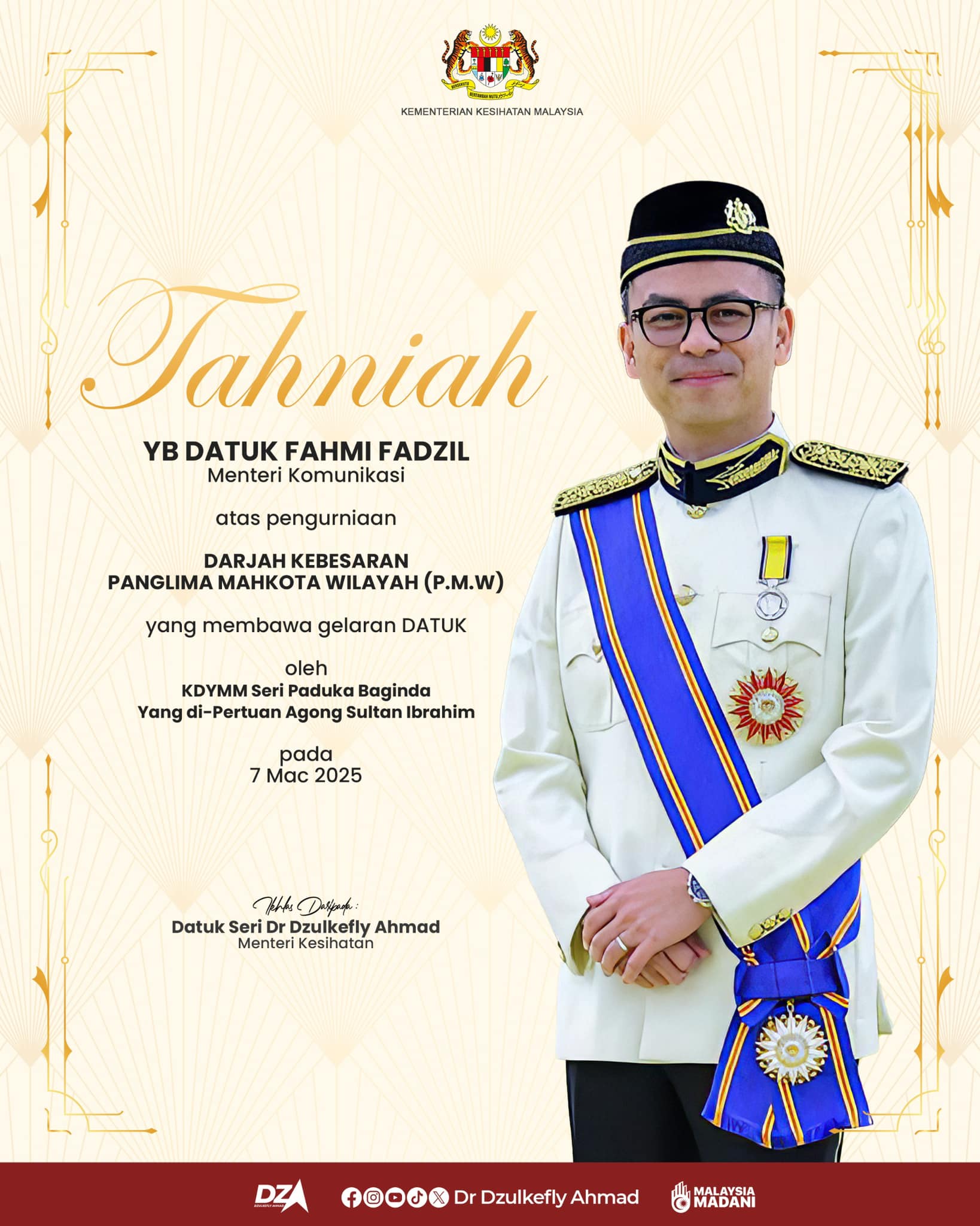 Dr - Saya ingin merakamkan setinggi-tinggi tahniah kepada YB Datuk ...