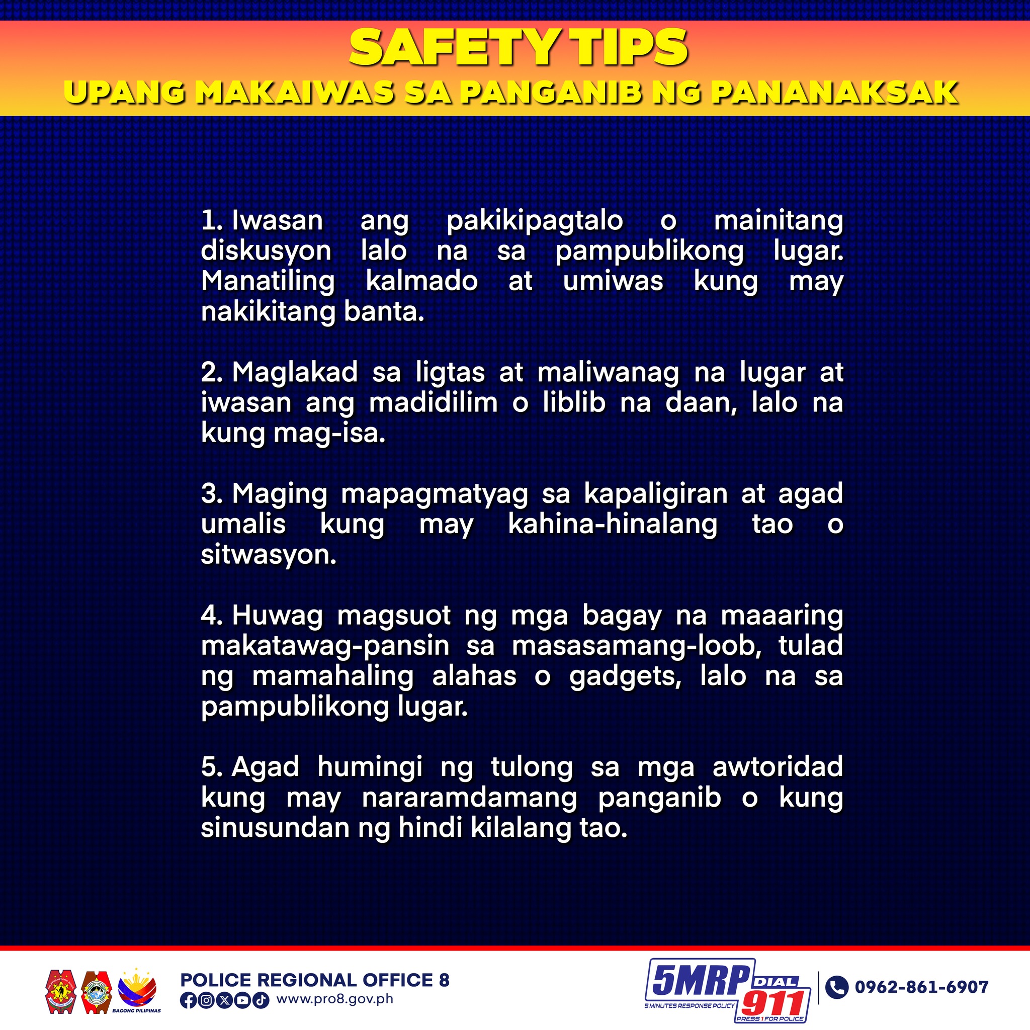 Police - SAFETY TIPS Upang makaiwas sa panganib ng pananaksak: 1 ...