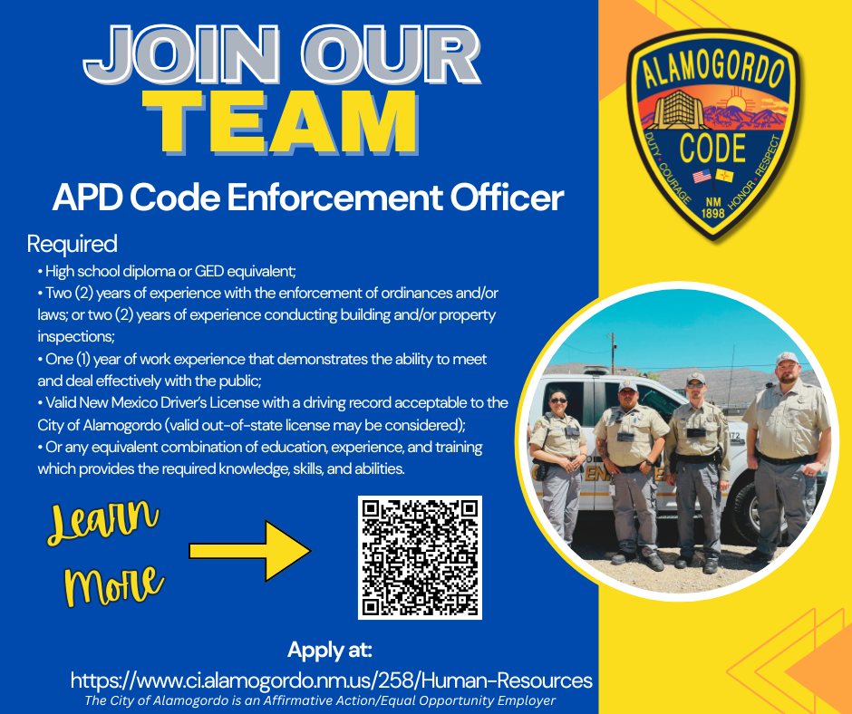 Alamogordo - JOIN OUR TEAM! We are hiring for an APD Code Enforcement ...