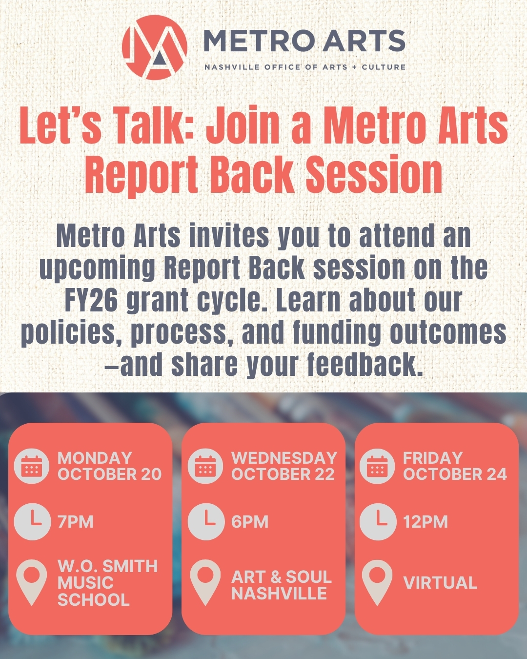 Metro - Join Metro Arts for an upcoming Report Back session discussing ...