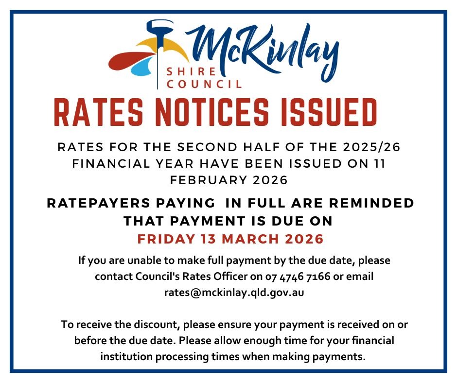 📢 Rates Notice – 2025/26 (Second... - McKinlay Shire Council | Facebook