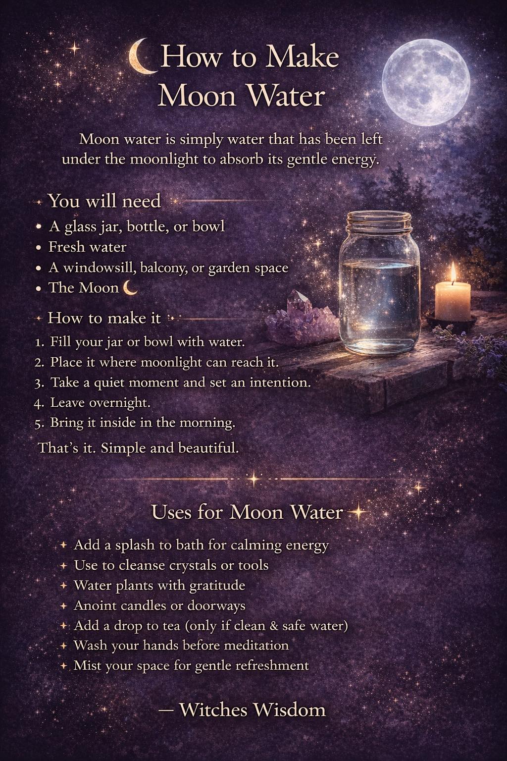 Witches - How to Make Moon Water 🌙 Moon water is simply water that has ...