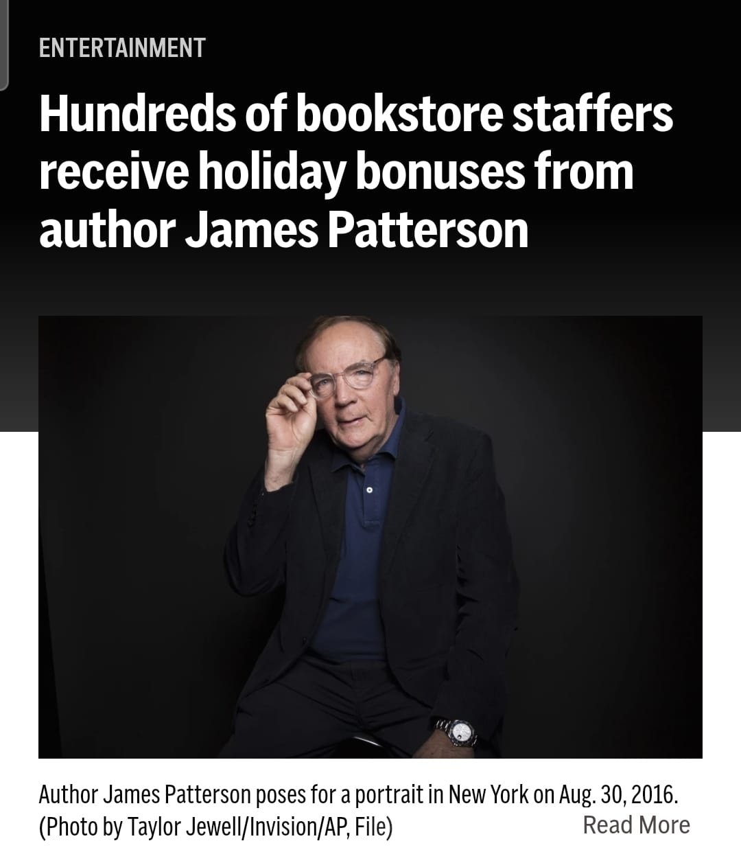 Vicki - James Patterson is a class act and a very influential literacy ...