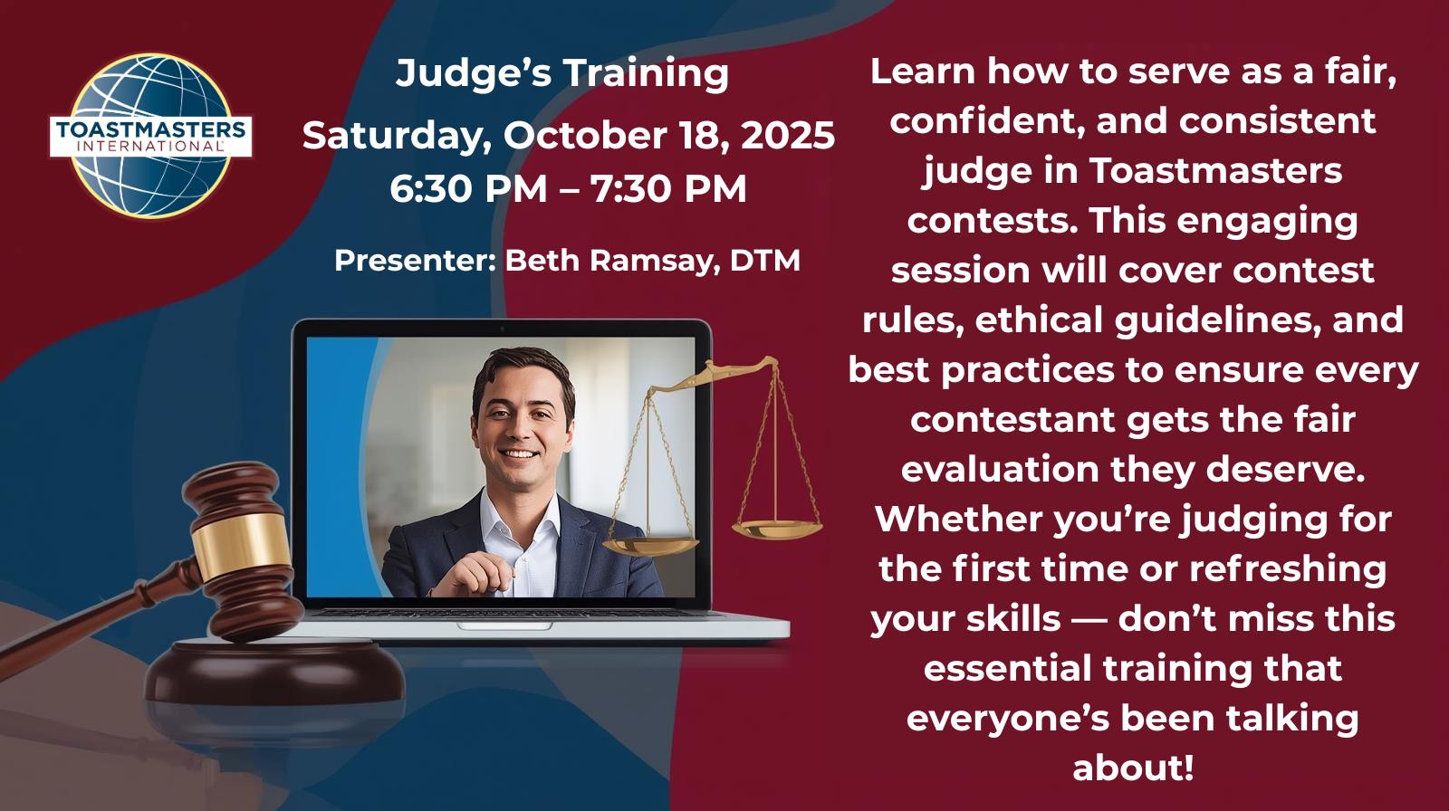 Toastmasters - ⚖️ Judge’s Training is back — by popular demand! Join ...
