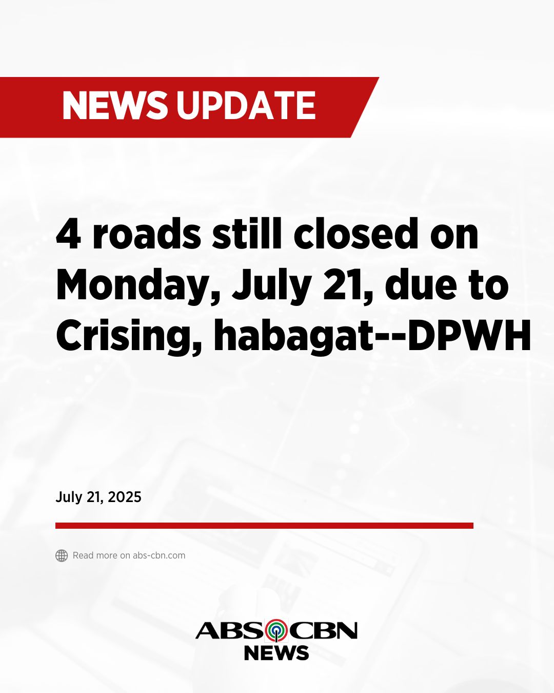ABS-CBN - The Department of Public Works and Highways (DPWH) has ...