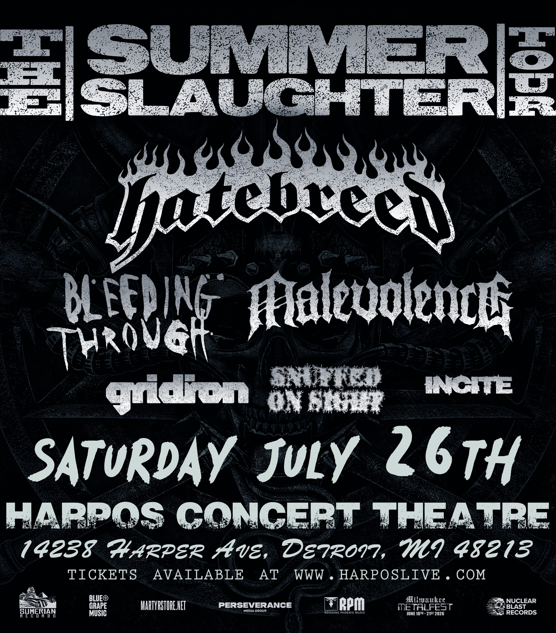 Summer Slaughter Tour 2025 lineup at Harpos Concert Theatre