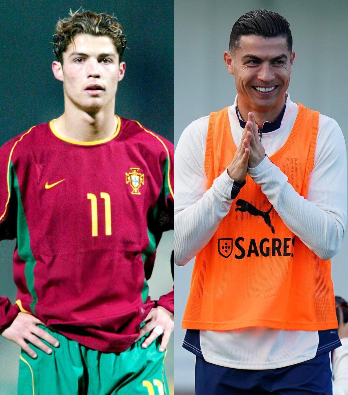 World - ️In the first image, a young Cristiano Ronaldo at 18, having ...
