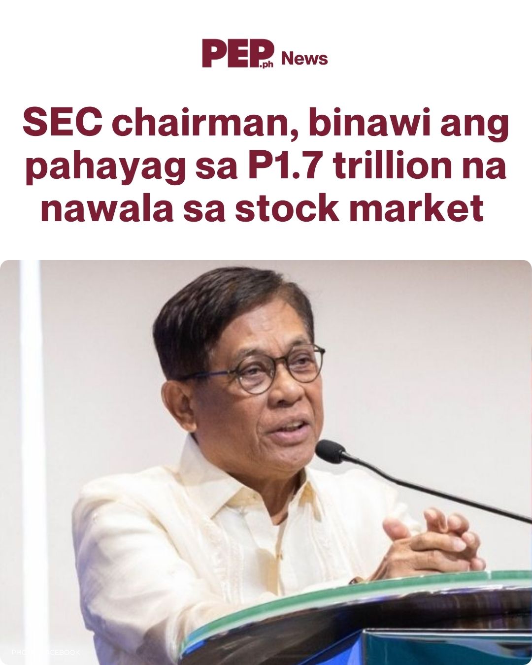pep.ph - SEC Chairman Francis Lim, inaming galing sa... | Facebook