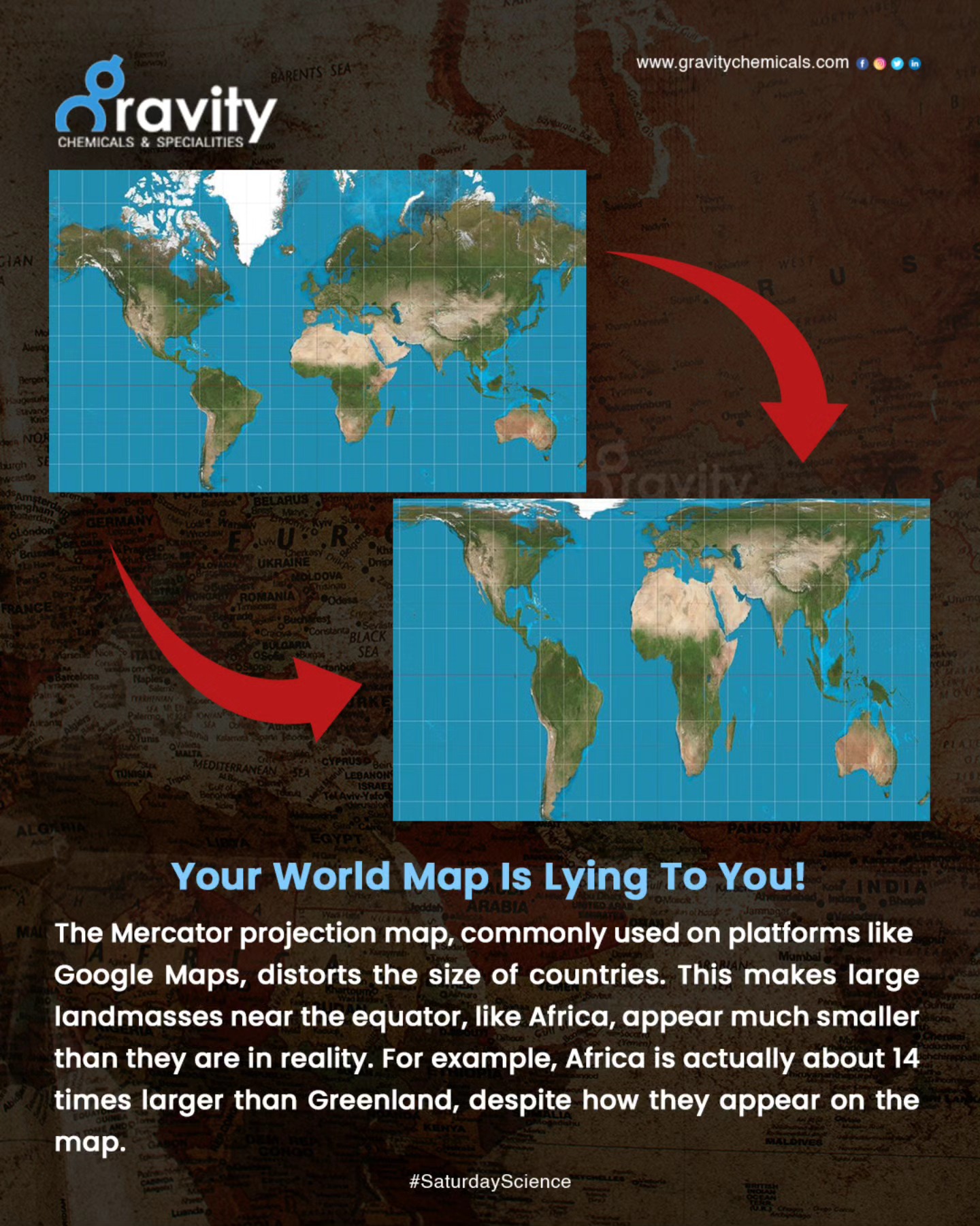 Gravity - Your World Map Is Lying To You! The Mercator projection map ...