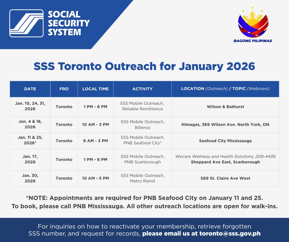 SSS Toronto... - Philippine Consulate General in Toronto | Facebook