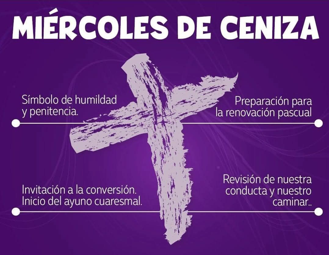 Misas - MIÉRCOLES DE CENIZA 💪🏻💜 * Símbolo de humildad y penitencia ...