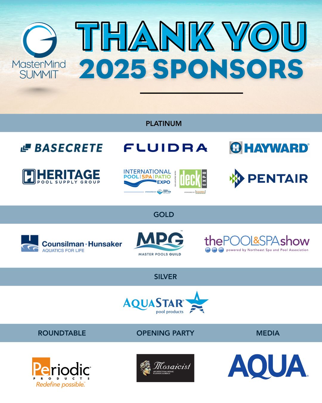 Pool - Thank You to Our 2025 MasterMind Summit Sponsors! 📣 We are ...