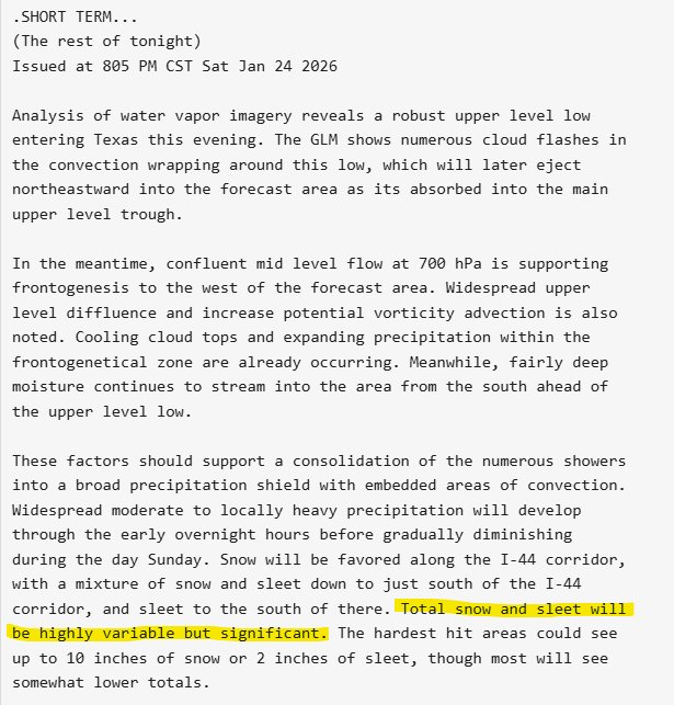 US - [8:17 pm - 1/24/26] Here's a technical update regarding both ...